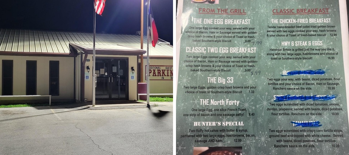 Highway 6 Cafe Menu